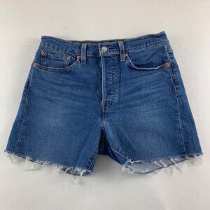 Levi's Blue Stretch Denim Wedgie Skinny Cutoff Shorts 30